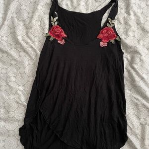 Black tank top with roses